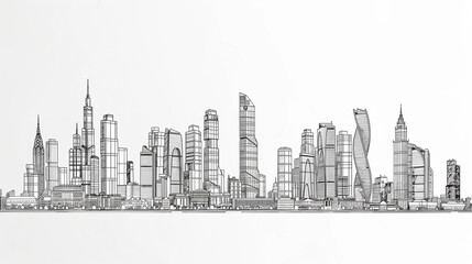 Fototapeta premium astarte.ai: Continuous Line Art of Skyline City 