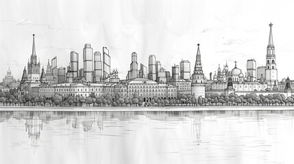 Fototapeta premium astarte.ai: Continuous Line Art of Skyline City 