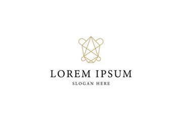 Fototapeta premium diamond logo in luxury gold color line art design style