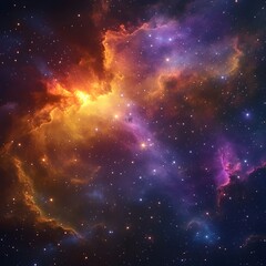 Naklejka premium A breathtaking view of a nebula with swirling clouds of gas and dust, illuminated by the light of distant stars.