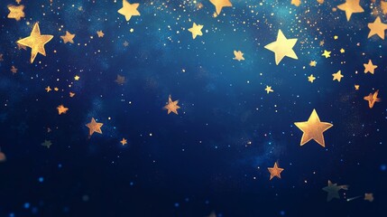 Golden stars scattered on a deep blue