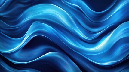 Fototapeta premium Blue soft paint fabric waves background design. Texture with smooth flowing patterns and light shiny effect