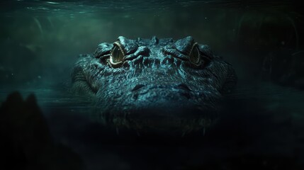 Obraz premium Menacing Crocodile Lurking Just Below the Surface