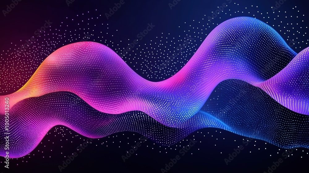Aufkleber abstract colorful wave with dotted pattern against a dark background.