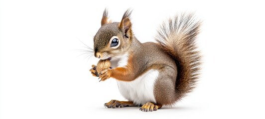 Fototapeta premium An energetic squirrel with a bushy tail