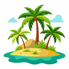 tropical island with palm trees