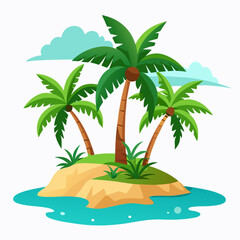 tropical island with palm trees