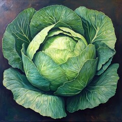 Obraz premium Cabbage: A vibrant green cabbage head.