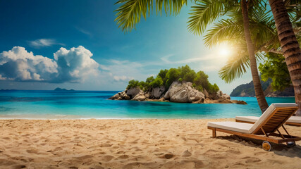 Obraz premium tropical beach with palm trees