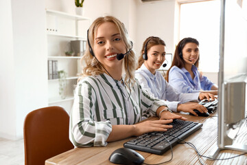 Female technical support agents working in office