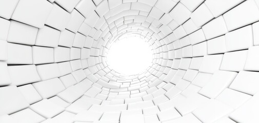 Obraz premium Abstract view of a tunnel or pipe, white isolate background.
