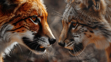 Fototapeta premium A comparison of fear responses in domestic versus wild animals, showcasing how domestication affects fear.
