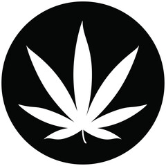 Cannabis Leaf on a Circle, Two Separate Object Illustrator Vector File