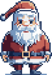 3頭身のサンタクロースの全身ピクセルアート