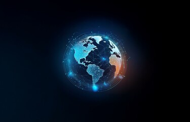 Fototapeta premium A digital rendering of a glowing earth with a network of lines and dots.