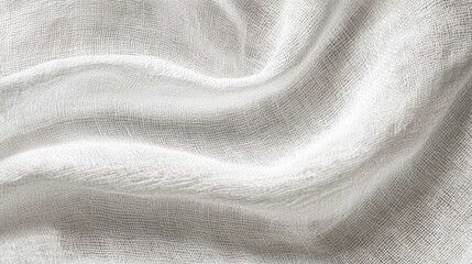 White fabric texture with soft folds, detailed