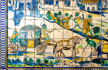 Obraz premium Traditional Portuguese tiles called azulejo, as seen in museum in Lisbon, Portugal
