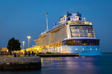 Cruise ship in Lisbon marina in Portugal