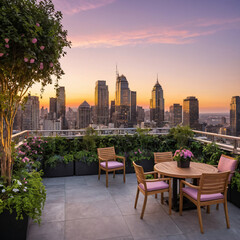 Rooftop Garden Cityscape
