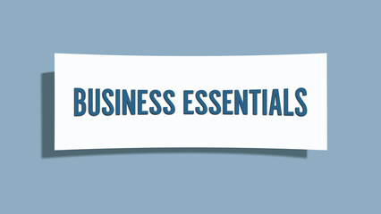 Business Essentials. A card isolated on blue background.