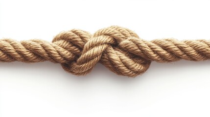 Detailed close-up of a rope knot on a white isolated background.