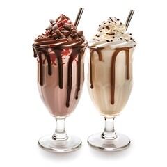 Delicious milkshakes on white background