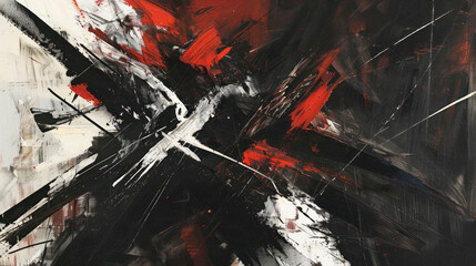 A visual of abstract art representing fear, using bold, dark strokes and jagged shapes to evoke emotion.