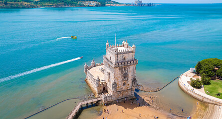 The Belem Tower or the Tower of Saint Vincent, the gateway to Lisbon, Portugal
