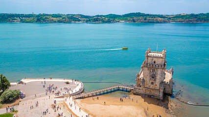 The Belem Tower or the Tower of Saint Vincent, the gateway to Lisbon, Portugal