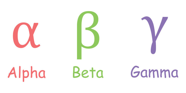 Alpha, beta and gamma symbol vector icon set. Radioactive Radiation Symbols Designed for Scientific and Educational Purposes.