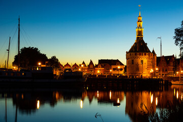 Fototapeta premium Historical Hoofdtoren tower in the harbor of Hoorn town. North Holland. Netherlands