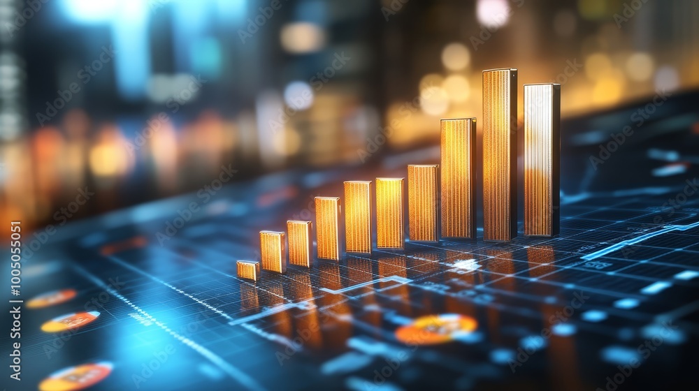 Aufkleber data visualization, a bar chart displayed on digital screen for analysis and presentation business i