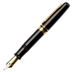 Elegant black fountain pen with gold accents, ideal for writing and office settings.