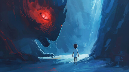 A visual of someone facing their fear, taking a brave step toward something scary.