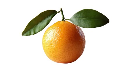 A small orange with a leaf on top