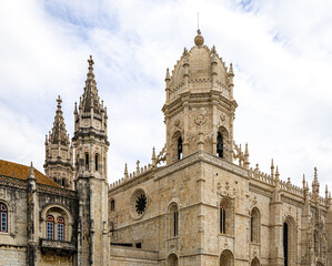 Fototapeta premium View of Jeronimos Monastery near the Tagus river in Belém district of Lisbon, Portugal