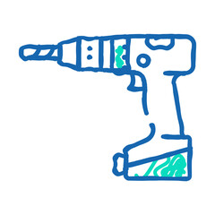 drill hole assembly furniture doodle icon sketch vector. drill hole assembly furniture sign. isolated symbol illustration