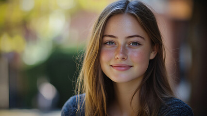Obraz premium A beautiful Australian female college student, smiling