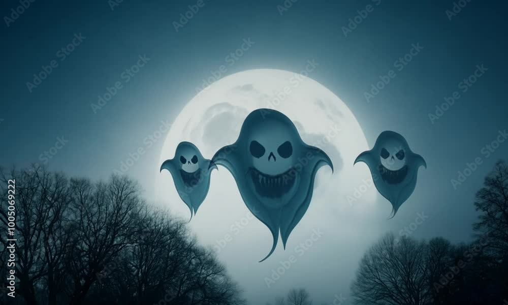 Poster the lanterns are shaped like bats and are scattered throughout the sky. hyperrealistic video
