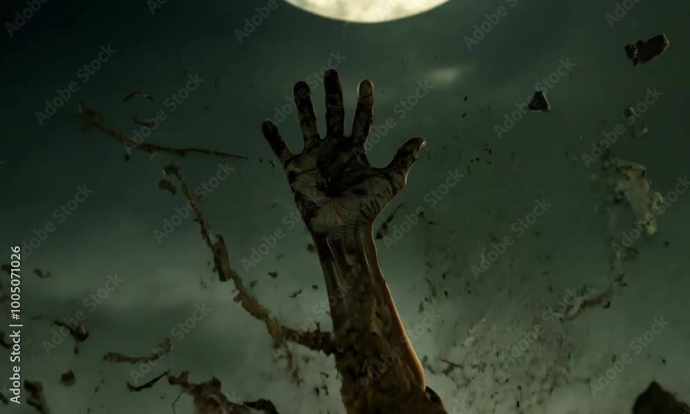 Poster dark and moody landscape with a tree in the foreground. hyperrealistic video