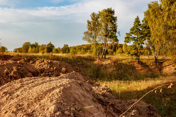 Filling a small ravine with soil