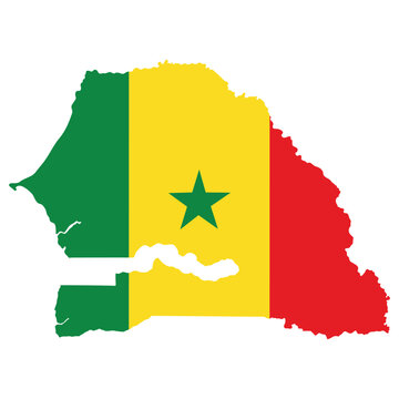 Senegal map with Senegal flag