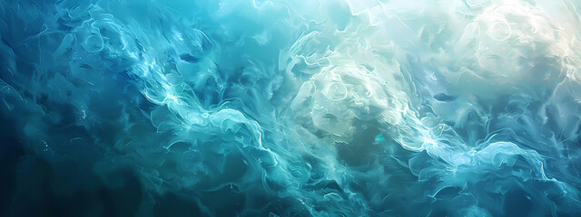 An abstract representation of swirling blue ocean waves, evoking a sense of tranquility and depth.