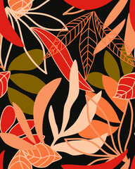 Leaf tropical abstract pattern seamless illustration.