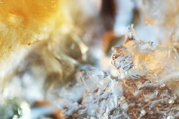 Macro texture of frozen soda water