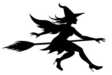 create a   flying  witch silhouette vector illustration