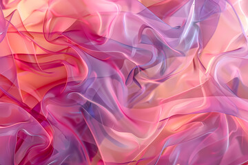 Fototapeta premium A vibrant swirl of silky textures in shades of pink, lavender, and peach, creating a dreamy and ethereal atmosphere.