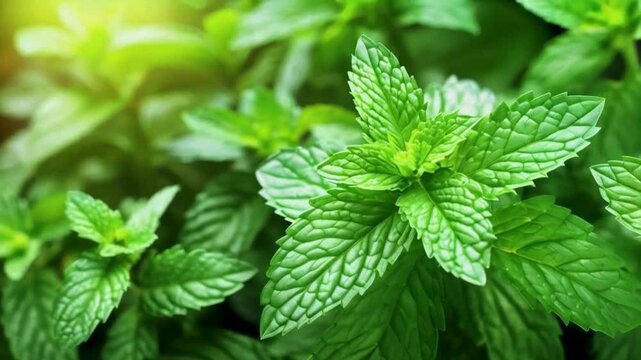 mint leaves in the garden