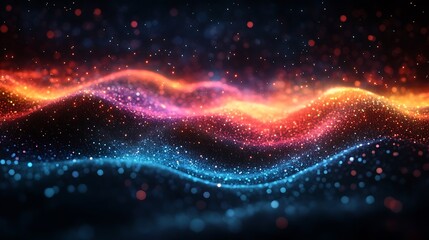 Obraz premium Abstract Background with Colorful Light Waves and Particles
