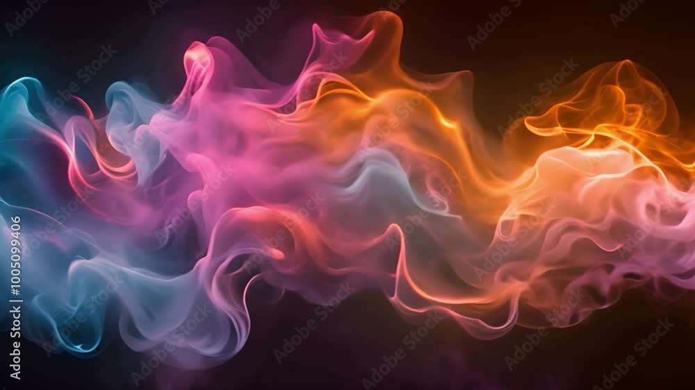 Aufkleber various colorful smokes mixing and intertwining on a black background, creating a dynamic and visual